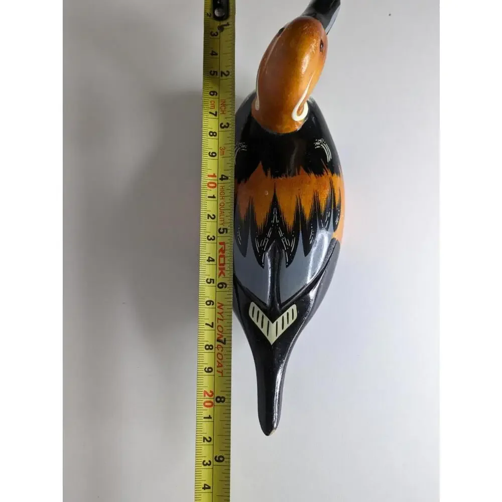 Vintage Wooden Hand Carved Duck  Made in Taiwan-Glass Eye - Picture 5 of 5